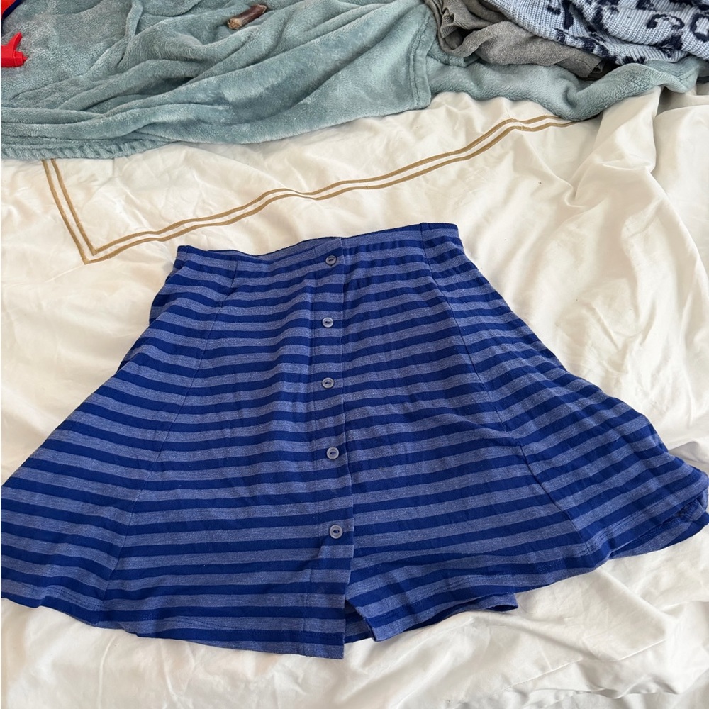 ASOS Blue Striped Button-Front Skirt